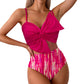 👙Set costum de baie pentru femei cu talie înaltă și papion🏖️