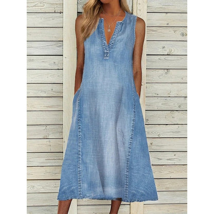 Femei V-Neck Casual Denim rochii fără mâneci