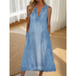 Femei V-Neck Casual Denim rochii fără mâneci