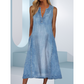 Femei V-Neck Casual Denim rochii fără mâneci