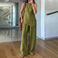 🌿Set tricou și pantaloni fără mâneci cu tiv neregulat din bumbac și in