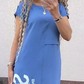 Rochie largă pentru femei, cu mâneci scurte și fantă laterală
