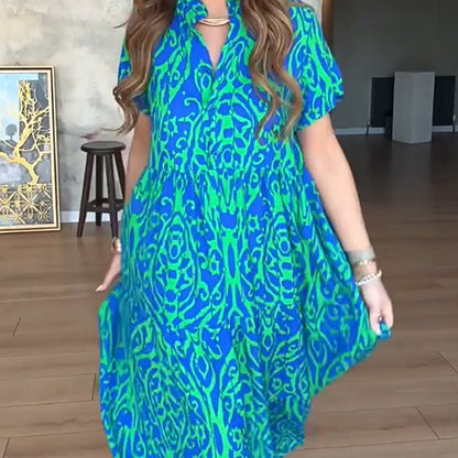 ✨Rochie lungă A-line cu imprimeu pentru femei