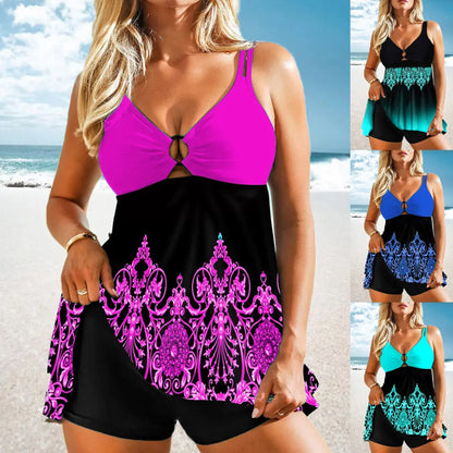 Set costum de baie pentru femei (halter cu decolteu în V și pantaloni scurți)👙