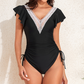 🏖️ Ruffle Sexy V-Neck Costum de baie dintr-o singură piesă