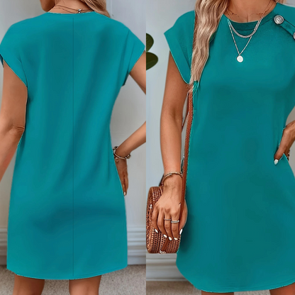 Culoare solidă gât rotund Slim A-line rochie