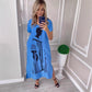 Femei vrac V-Neck Slit Extra rochii lungi