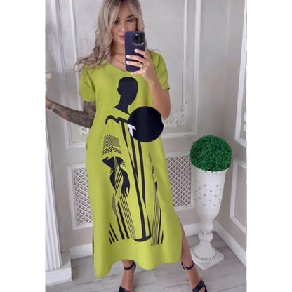 Femei vrac V-Neck Slit Extra rochii lungi