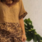 Top elegant cu imprimeu leopard cu mânecă scurtă + set de pantaloni cu picioare largi