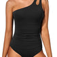 ☀️ Costum de baie pe un umăr, o singură piesă, pentru femei👙