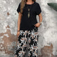 💕Set din două piese: pantaloni casual pentru femei cu picior lat + top cu mânecă scurtă