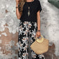 💕Set din două piese: pantaloni casual pentru femei cu picior lat + top cu mânecă scurtă