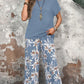 💕Set din două piese: pantaloni casual pentru femei cu picior lat + top cu mânecă scurtă