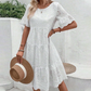 💖Rochie de culoare solidă cu decolteu rotund și decupaj floral