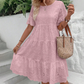 💖Rochie de culoare solidă cu decolteu rotund și decupaj floral