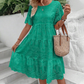 💖Rochie de culoare solidă cu decolteu rotund și decupaj floral