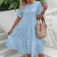 💖Rochie de culoare solidă cu decolteu rotund și decupaj floral