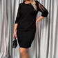 💞Rochie cu mânecă șapte sferturi împodobită cu dantelă cu stras