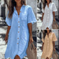 🌿Rochie cămașă casual din bumbac și in