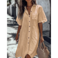 🌿Rochie cămașă casual din bumbac și in