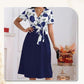 💞Rochie florală cu decolteu în V, cu talie cu centură, pentru femei