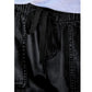 Pantaloni scurți din denim cu franjuri și cordon cu talie înaltă