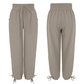 Pantaloni casual pentru femei cu picior lat, elastici, cu buzunare