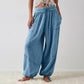 Pantaloni casual pentru femei cu picior lat, elastici, cu buzunare