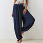 Pantaloni casual pentru femei cu picior lat, elastici, cu buzunare
