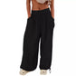 Pantaloni casual pentru femei cu picior lat, elastici, cu buzunare