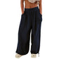 Pantaloni casual pentru femei cu picior lat, elastici, cu buzunare