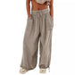 Pantaloni casual pentru femei cu picior lat, elastici, cu buzunare