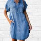 👗Rochie casual Denim cu mânecă scurtă