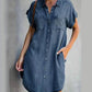👗Rochie casual Denim cu mânecă scurtă