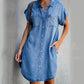 👗Rochie casual Denim cu mânecă scurtă