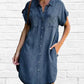 👗Rochie casual Denim cu mânecă scurtă