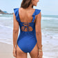 🏖️Sexy Ruffle Deep V gât One Piece Costum de baie🩱