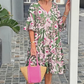 👗Rochie lejeră cu gât în V imprimată cu volane