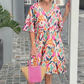 👗Rochie lejeră cu gât în V imprimată cu volane