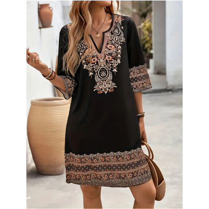 💞Rochie cu imprimare boemă și decolteu în V