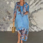 Elegant sifon V-Neck imprimate rochie lungă
