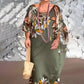 Elegant sifon V-Neck imprimate rochie lungă
