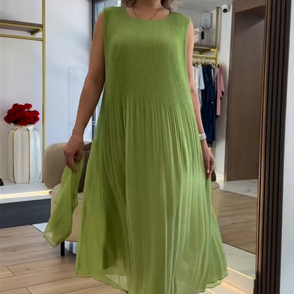 💃🏻 Fusta plisată fără mâneci din șifon la modă pentru femei