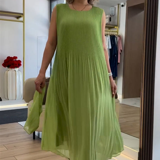 💃🏻 Fusta plisată fără mâneci din șifon la modă pentru femei