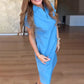 Femei V-Neck cu mânecă scurtă Denim Casual Dresses