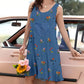 👗Rochie fără mâneci din denim imprimat vintage