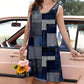 👗Rochie fără mâneci din denim imprimat vintage
