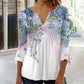 👚Vintage Print V-neck Flared Sleeve Shirt