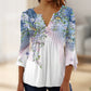 👚Vintage Print V-neck Flared Sleeve Shirt