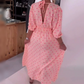 💃Rochie cu mânecă scurtă, dungată, cu imprimare în formă de inimă, cu decolteu în V
